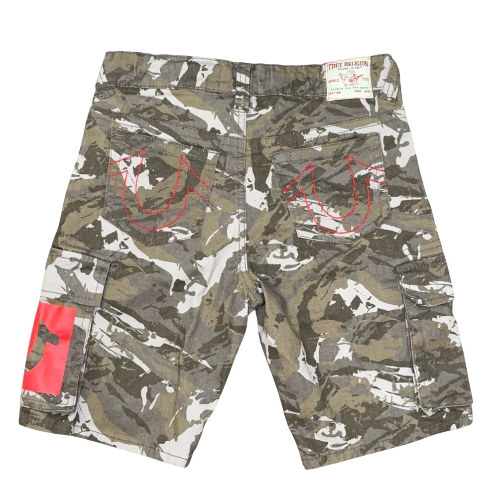 True Religion Ricky Cargo Shorts Kids Size 10 Camo Relaxed Straight